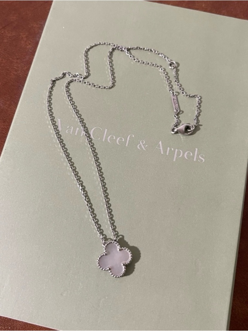 Van Cleef & Arpels vintage Alhambra white gold necklace